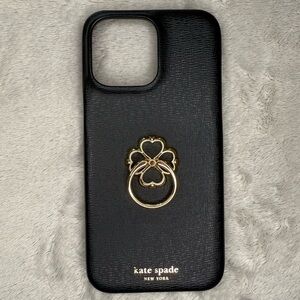 Kate Spade Black Case with Gold Clover Ring